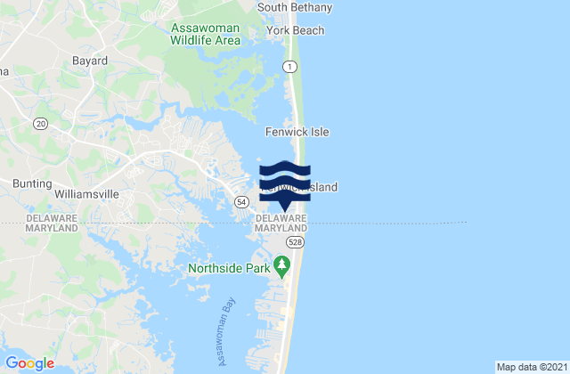 Mappa delle maree di Fenwick Island Light, United States