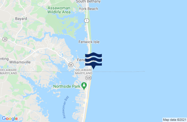 Mappa delle maree di Fenwick Island, United States