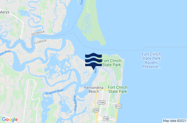 Mappa delle maree di Fernandina Beach Amelia River, United States