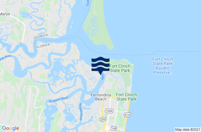 Mappa delle maree di Fernandina Beach City Front Reach Amelia River, United States
