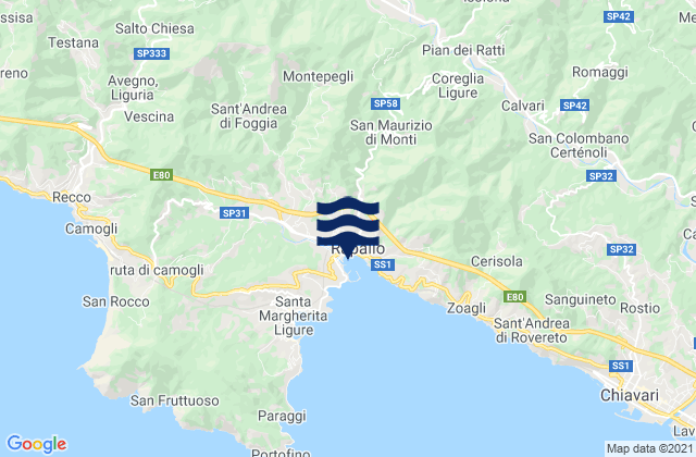 Mappa delle maree di Ferrada, Italy
