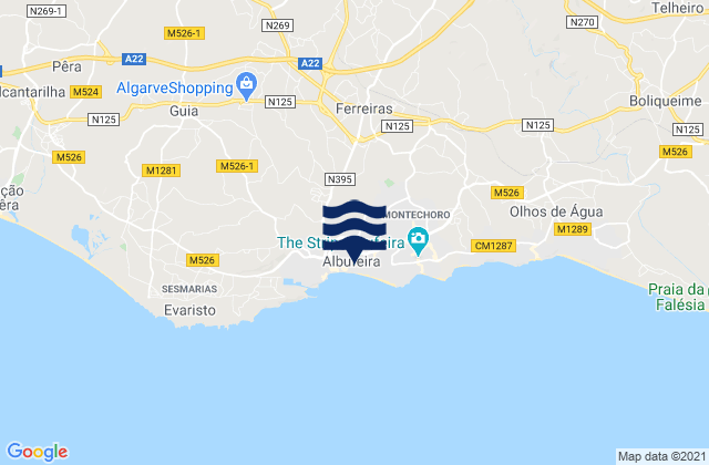 Mappa delle maree di Ferreiras, Portugal