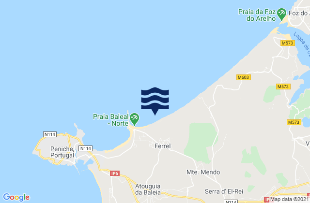 Mappa delle maree di Ferrel, Portugal