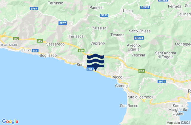 Mappa delle maree di Ferriere, Italy