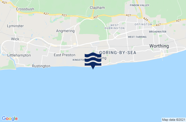 Mappa delle maree di Ferring Beach, United Kingdom