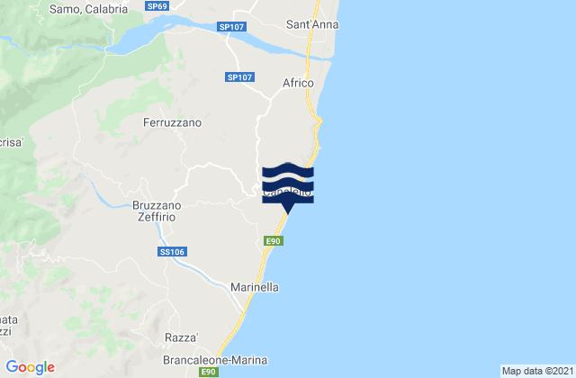 Mappa delle maree di Ferruzzano, Italy