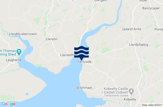Mappa delle maree di Ferryside Beach, United Kingdom