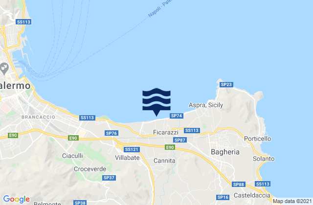Mappa delle maree di Ficarazzi, Italy