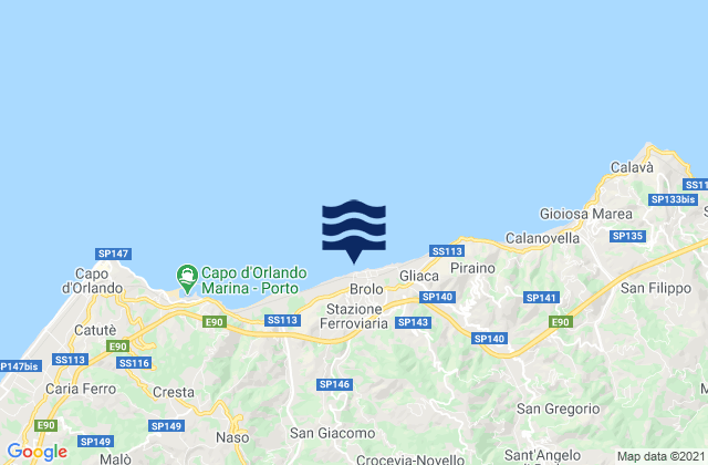 Mappa delle maree di Ficarra, Italy