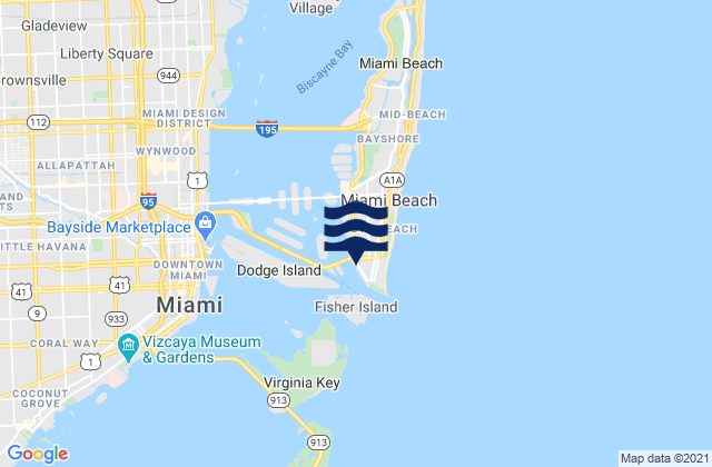 Mappa delle maree di Fifth Street (Miami), United States