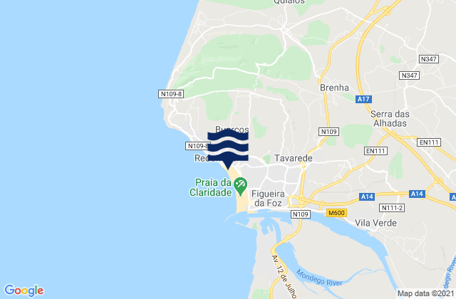 Mappa delle maree di Figueira da Foz - Buarcos, Portugal