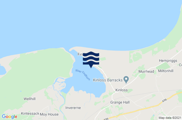 Mappa delle maree di Findhorn Bay, United Kingdom