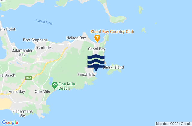 Mappa delle maree di Fingal Point and Beach, Australia