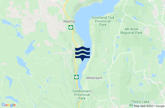 Mappa delle maree di Finlayson Arm, Canada