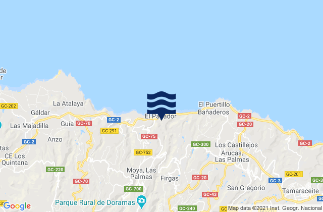 Mappa delle maree di Firgas, Spain