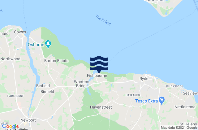 Mappa delle maree di Fishbourne Port, United Kingdom