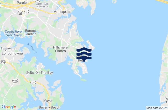 Mappa delle maree di Fishing Creek entrance Bay, United States