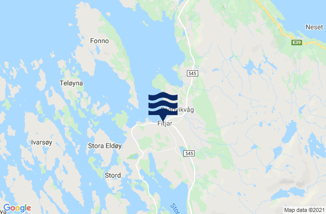 Mappa delle maree di Fitjar, Norway