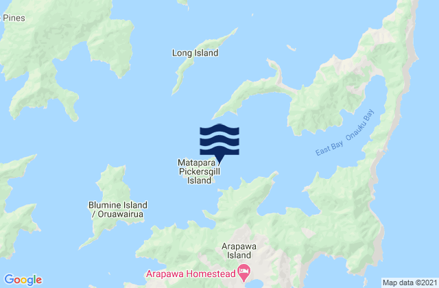 Mappa delle maree di Fitzgerald Bay, New Zealand