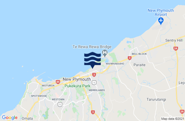 Mappa delle maree di Fitzroy Beach, New Zealand