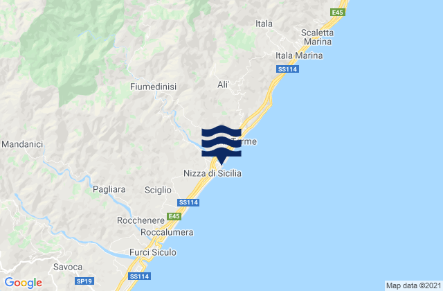 Mappa delle maree di Fiumedinisi, Italy