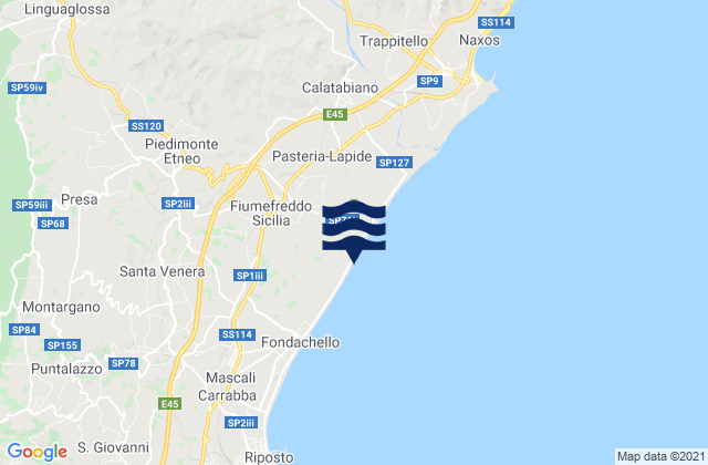 Mappa delle maree di Fiumefreddo Sicilia, Italy