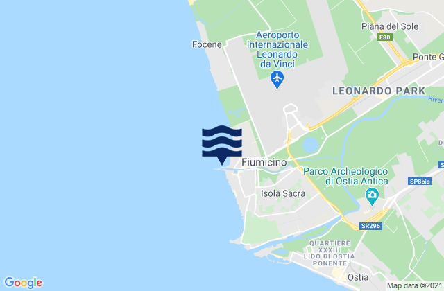 Mappa delle maree di Fiumicino, Italy