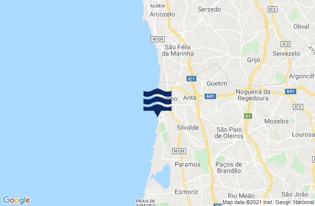 Mappa delle maree di Fiães, Portugal