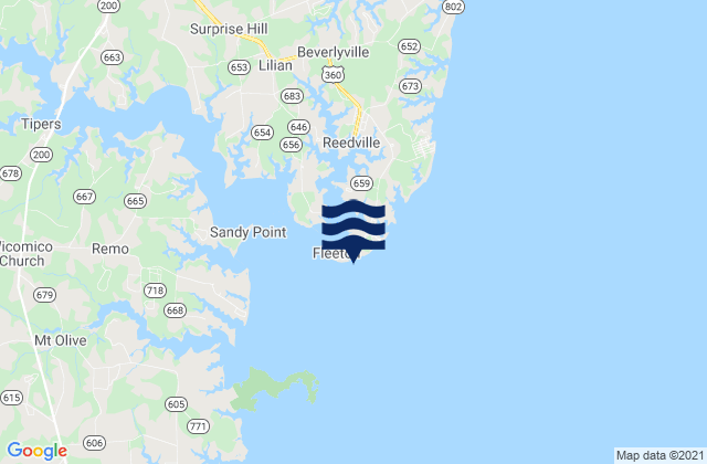 Mappa delle maree di Fleeton Point, United States