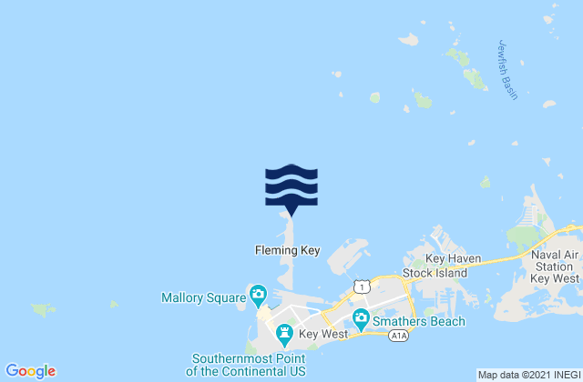 Mappa delle maree di Fleming Key north end, United States