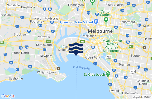 Mappa delle maree di Flemington, Australia