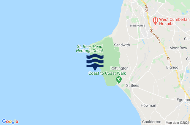 Mappa delle maree di Fleswick Bay, United Kingdom