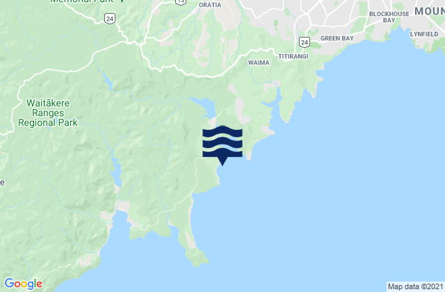 Mappa delle maree di Fletcher Bay, New Zealand