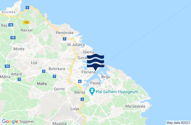 Mappa delle maree di Floriana, Malta