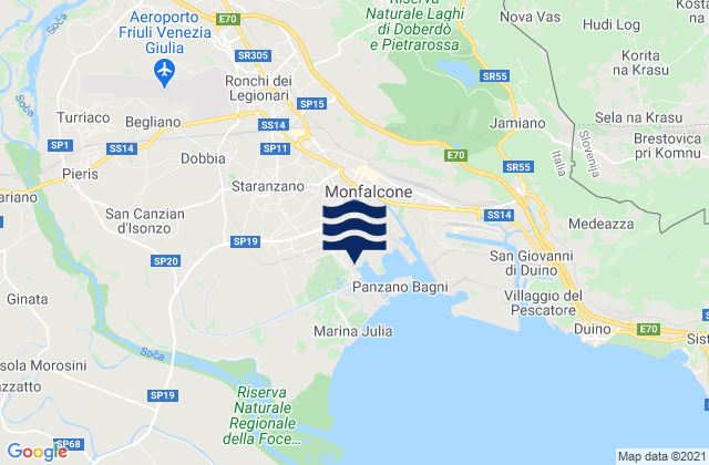 Mappa delle maree di Fogliano, Italy