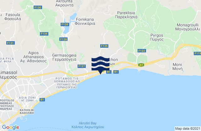 Mappa delle maree di Foinikária, Cyprus