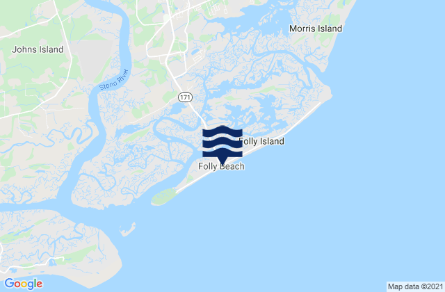 Mappa delle maree di Folly Beach, United States