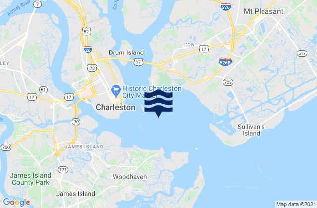 Mappa delle maree di Folly I. Channel N of Ft. Johnson, United States