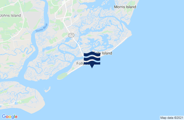 Mappa delle maree di Folly Island (outer Coast), United States