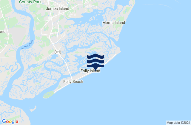 Mappa delle maree di Folly River North Folly Island, United States