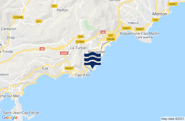 Mappa delle maree di Fontvieille, Monaco