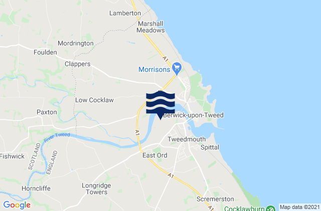 Mappa delle maree di Ford, United Kingdom