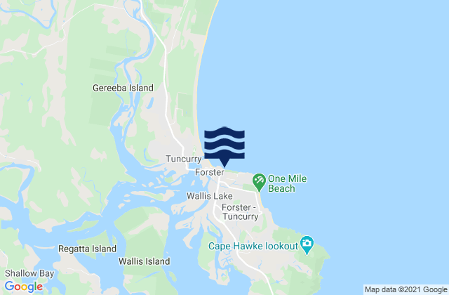 Mappa delle maree di Forster, Australia