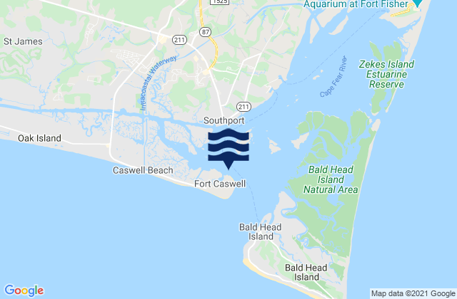 Mappa delle maree di Fort Caswell, United States