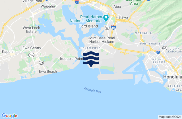 Mappa delle maree di Fort Kamehameha Beach, United States