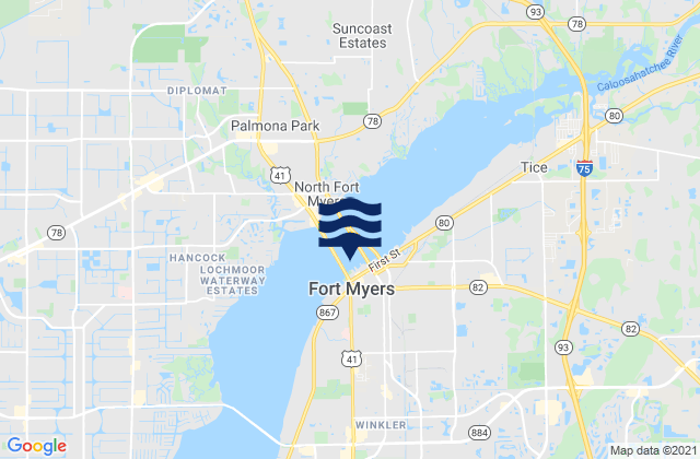 Mappa delle maree di Fort Myers Caloosahatchee River, United States