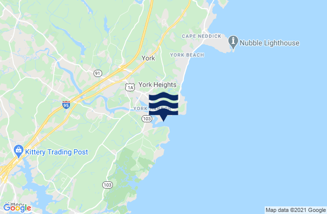 Mappa delle maree di Fort Point York Harbor, United States