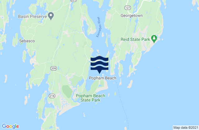 Mappa delle maree di Fort Popham Hunniwell Point, United States
