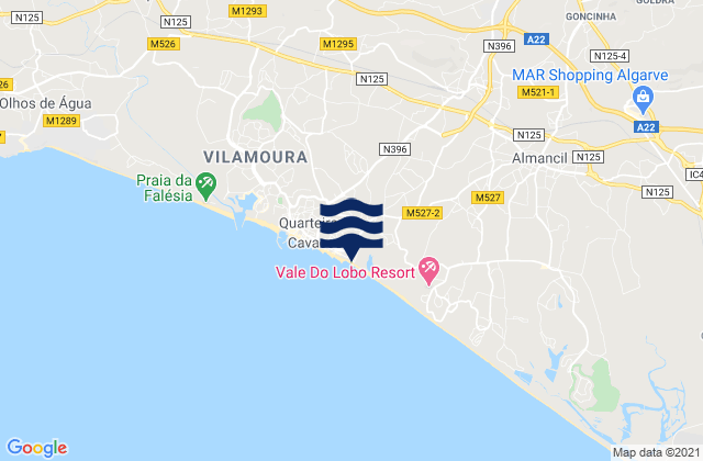 Mappa delle maree di Forte Novo, Portugal