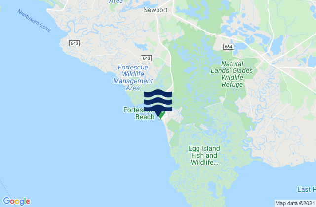 Mappa delle maree di Fortescue Creek, United States